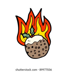 Flaming Christmas Pudding Cartoon