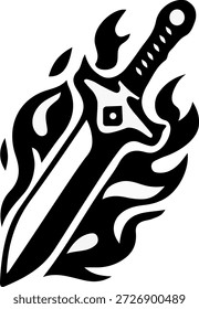 Flaming Dagger Sword Icon Symbol Of Power And Danger