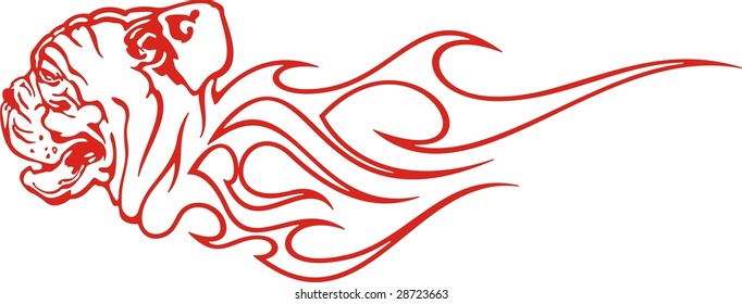 Flaming dog vector illustration, great for vehicle graphics, stickers and T-shirt designs. Ready for vinyl cutting.