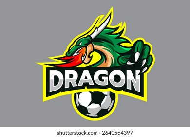 Flaming Dragon Football Logo Mascot Emblem