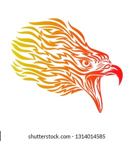 Flaming of Eagle Head, Head of Eagle Vector Illustration, Isolated Vector - Mascot Logo