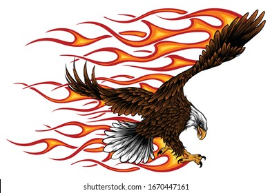 Flaming Eagle - vehicle graphic. Ready for vinyl cutting. .