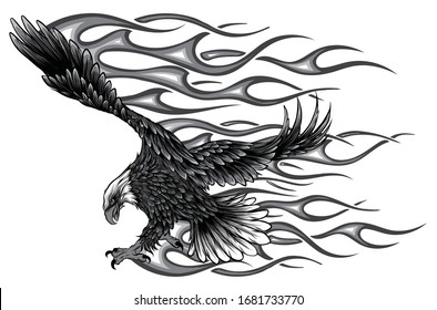 Flaming Eagle - vehicle graphic. Ready for vinyl cutting.