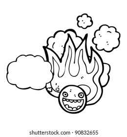 caricatura de la cara de emoticono en llamas