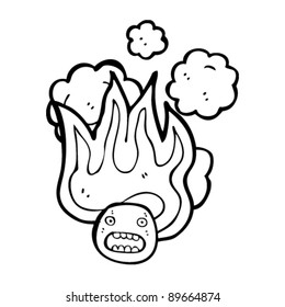 personaje de caricatura de emoticono en llamas