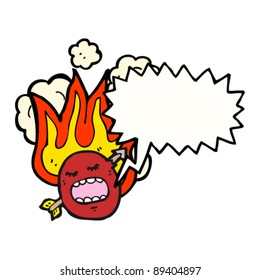 flaming emoticon face design element shot through with arrow