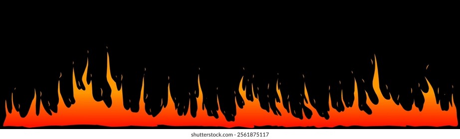 Flaming Fire Border Vector element with Intense Gradient Effect