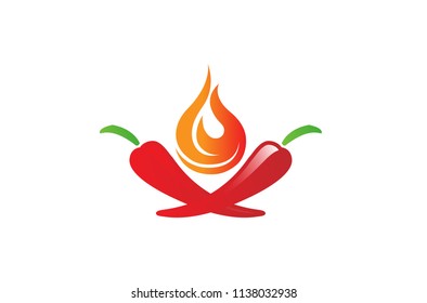 Flaming Fire Chili Pepper Logo Design Illustration