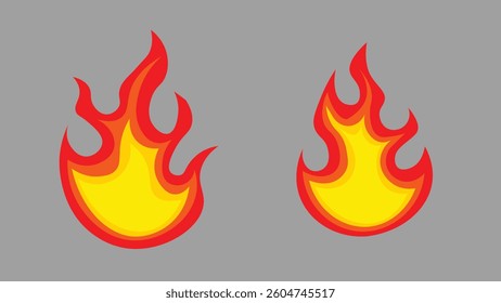 Flaming Fire Icon Illustration - Abstract Burning Flame Symbol