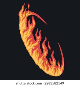 Flaming fire ring colorful emblem with flames and sparks from bonfire for decoration of promo flyers and posters vector illustration