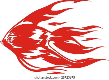 Flaming fish vector illustration, great for vehicle graphics, stickers and T-shirt designs. Ready for vinyl cutting.