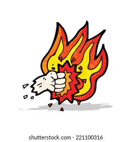 flaming fist punch cartoon