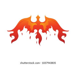 Flaming Flying Phoenix Logo in Isolated White Background