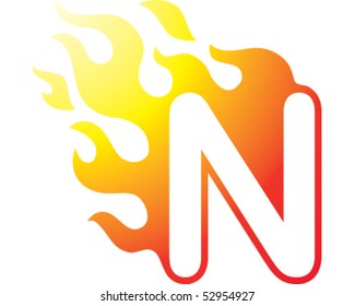 Flaming Font - N