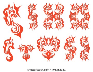 Flaming Phoenix Head Symbols Stock Vector (Royalty Free) 202589128 ...