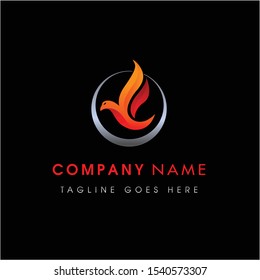 Flaming Fury Fiery Bird in a Circular Ring Logo