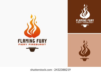 flaming fury logo design template, , featuring vibrant flames and a fish element. Perfect for seafood restaurants, food trucks, or cooking classes.