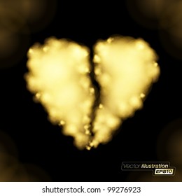 Flaming Golden broken heart