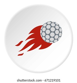 Flaming golf ball icon in flat circle isolated vector illustration for web