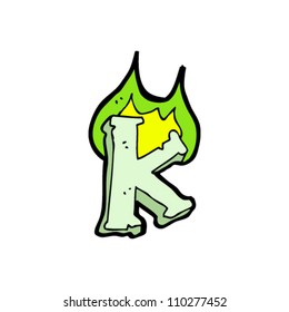 flaming green cartoon letter k