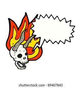 flaming halloween devil skull cartoon