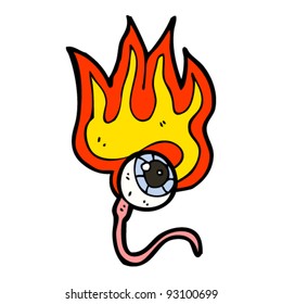 flaming halloween eyeball cartoon