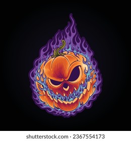 fantasma de la calabaza de halloween en llamas