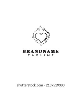 flaming heart logo design template icon black modern isolated vector