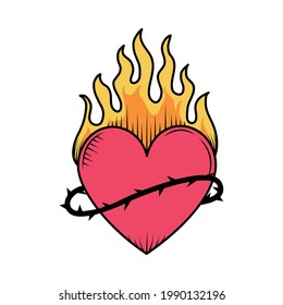 flaming heart tattoo old school