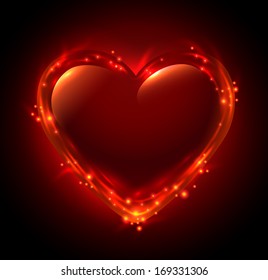 Flaming heart for your Valentine`s Day designs - vector illustration.