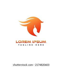 Flaming Horse Logo In Abstract Style