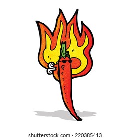 caricatura de chili caliente que arde