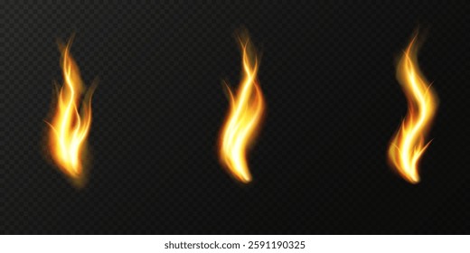 Flaming hot fire with realistic burning lines and fiery explosions. A detailed vector illustration featuring glowing orange flames and heat effects on a black background. Perfect for bonfire designs