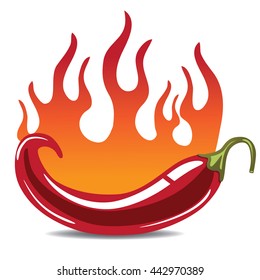 Flaming hot pepper icon. EPS 10 vector.