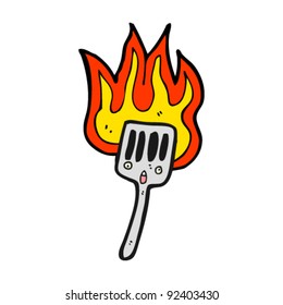 flaming hot spatula cartoon character