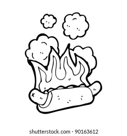 flaming hotdog cartoon