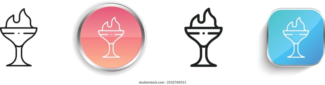flaming icon. Thin Linear, Regular and Button Style Design Isolated On White Background