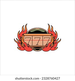 flaming jackpot tattoo vector design