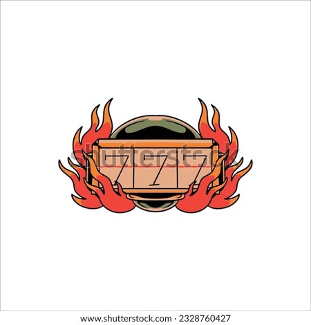 flaming jackpot tattoo vector design