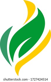 flaming leaf logo concept design with green color