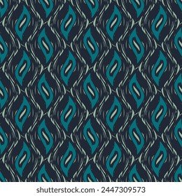 Flaming Leaves - Teal, Blue and Green - Repeating Seamless Pattern Vector Image - Easily Editable; Endless Design; Colorful lIlustration; Print for Gift Paper, Packaging, etc.