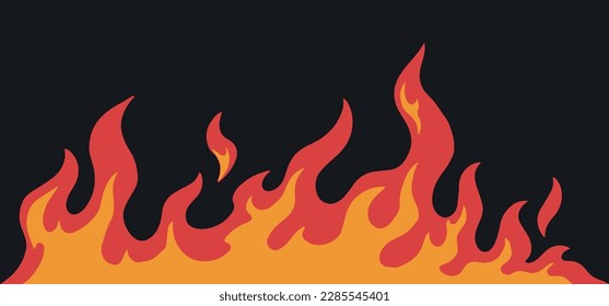 Emblema plano colorido de la línea de inflamación con hoguera para la etiqueta del extintor de incendios o el servicio de prevención de llama ilustración del vector del producto promocional
