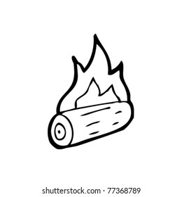 flaming log cartoon