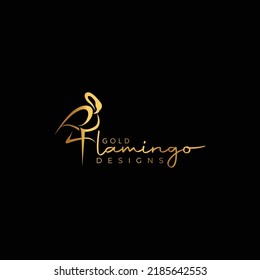 Flaming Logo Design - Gold Flamingo logo design vector