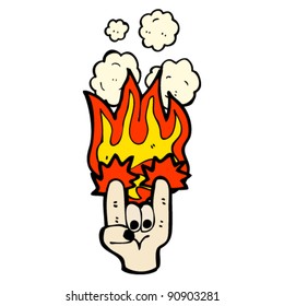 flaming magic rock symbol cartoon