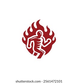 Flaming man logo for sale.