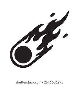 Ícone de meteoro flamejante representando um asteroide ou cometa em rápida movimentação um símbolo de eventos cósmicos da exploração espacial e potencial impacto no ícone de glifo sólido do vetor de desastre