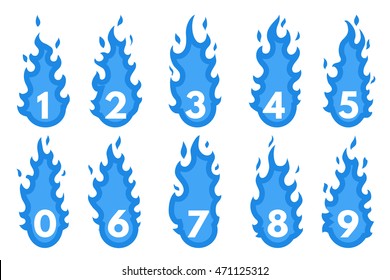 Flaming Number icons set.
