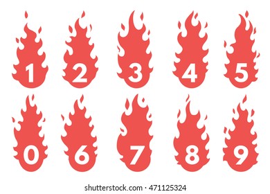 Flaming Number icons set.