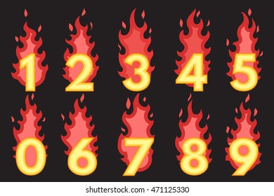 Flaming Number icons set.
